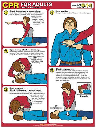 CPR for Adults Updated Standards for 2017-18" x 24" Laminated Poster