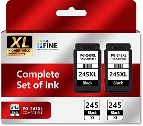 245XL Black Ink Cartridge Replacement for Canon 245 XL 243 Black Ink cartridges for Canon MX490 MX492 TR4520 TR4522 TS3322 TS3122 TS202 MG2522 MG3022 (2-Black)