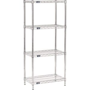 nexel 14" x 30" x 63", 4 tier adjustable wire shelving unit, nsf listed commercial storage rack, chrome finish, leveling feet