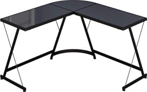 le crozz l-shape corner desk computer gaming desk table, black