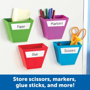 Learning Resources Create-a-Space Magnetic Storage Boxes - 4 Pack with Write & Wipe Labels Homeschool Accessories and Organizers, Craft and Crayons Organizer, Classroom Organizer,Back to School Supplies