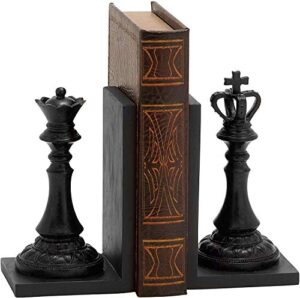 bellaa 29745 chess decorative bookend king and queen royal exquisite vintage retro book ends shelf organizers books stopper black 7 inch