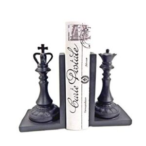 Bellaa 29745 Chess Decorative Bookend King and Queen Royal Exquisite Vintage Retro Book Ends Shelf Organizers Books Stopper Black 7 inch