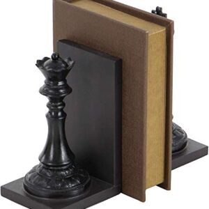 Bellaa 29745 Chess Decorative Bookend King and Queen Royal Exquisite Vintage Retro Book Ends Shelf Organizers Books Stopper Black 7 inch