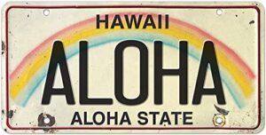 pacifica island art 6in x 12in vintage hawaiian embossed license plate - aloha