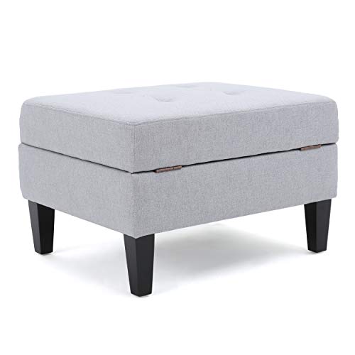 Christopher Knight Home Zahra Fabric Storage Ottoman, Light Grey