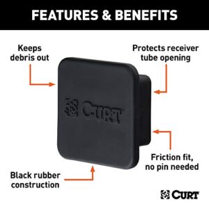 CURT 22278 Rubber Trailer Hitch Cover, Fits 2-1/2-Inch Receiver