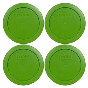 pyrex 7200-pc lawn green round 2 cup plastic storage lid, made in usa - 4 pack
