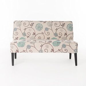 christopher knight home dejon fabric love seat, white and blue floral