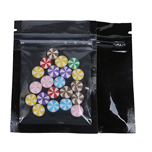 QQ Studio Clear/Colored Poly Zip Lock Bags w/Tear Notch 6.5x9cm (2.5x3.5") (Black)