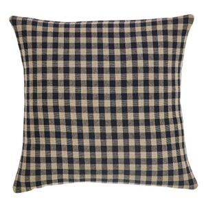 vhc brands black check fabric pillow 16x16 country rustic design, black and tan