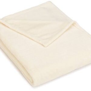 Amazon Brand - Pinzon Velvet Plush Blanket, Ivory, Twin (66 in x 90 in)