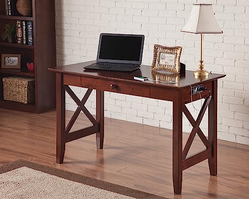 AFI Lexi Desk with Drawer and Charging Station, Walnut