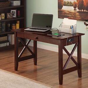 AFI Lexi Desk with Drawer and Charging Station, Walnut