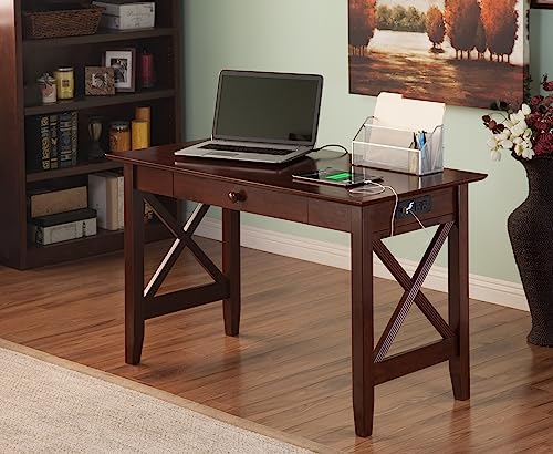 AFI Lexi Desk with Drawer and Charging Station, Walnut