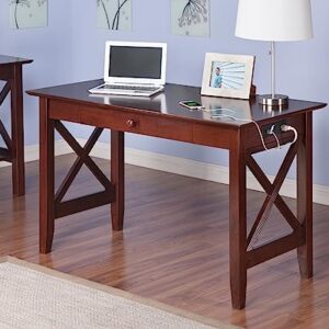 AFI Lexi Desk with Drawer and Charging Station, Walnut