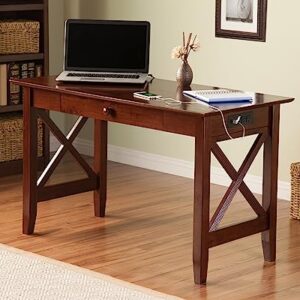 AFI Lexi Desk with Drawer and Charging Station, Walnut