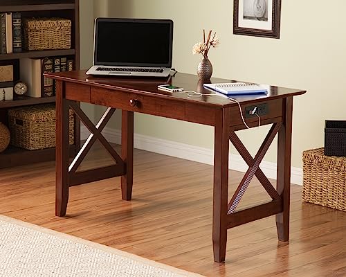 AFI Lexi Desk with Drawer and Charging Station, Walnut