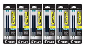 value pack of 6 - pilot g2 gel ink refills for rolling ball pen, fine point, teal (77257)