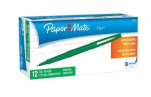 paper mate flair felt tip pens, medium point 1.0mm (2-dozens, green)