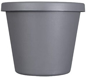 the hc companies 15.5 inch round classic planter - plastic plant pot for indoor outdoor plants flowers herbs, warm gray