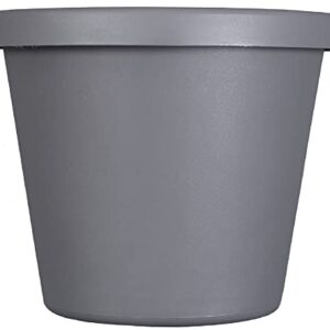 The HC Companies 15.5 Inch Round Classic Planter - Plastic Plant Pot for Indoor Outdoor Plants Flowers Herbs, Warm Gray