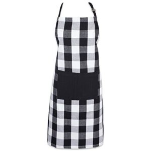dii unisex buffalo check kitchen collection, classic farmhouse chef apron, one size, black & white