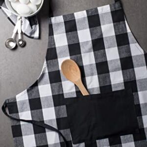 DII Unisex Buffalo Check Kitchen Collection, Classic Farmhouse Chef Apron, One Size, Black & White