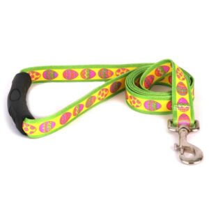 yellow dog design easter eggs ez-grip dog leash with comfort handle 1" wide and 5' (60") long, large
