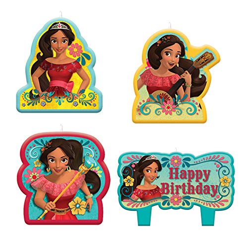 amscan Disney Elena Birthday Candles Set - 4 pcs, Multicolor | Disney Elena of Avalor Party Supplies (171837)