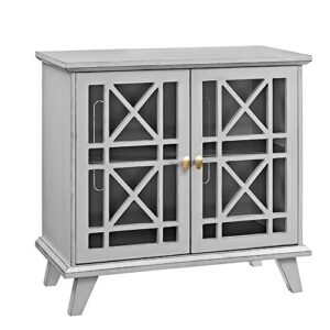 walker edison wood kitchen accent buffet sideboard entryway serving storage cabinet with doors entryway kitchen-dining room console living room, 32 inch, grey