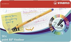 stabilo point 88 fineliner pen - assorted colours (pack of 50)
