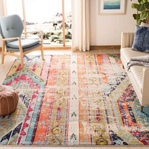 safavieh monaco collection area rug - 8' x 10', multi, boho chic tribal distressed design, non-shedding & easy care, ideal for high traffic areas in living room, bedroom (mnc222f)