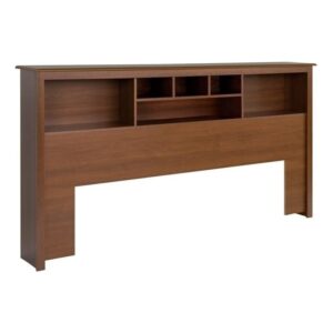 bowery hill country style king size wood bookcase bed headboard and cabinet storage in cherry