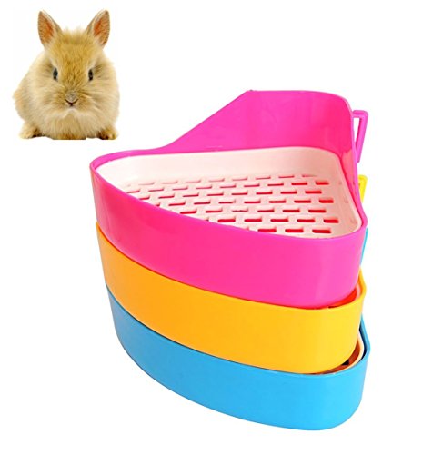 Giveme5 Small Animal Triangle Toilet Potty Trainer Pet Pee Corner Litter Tray Training for Hamster Chinchilla Guinea Pig Cat Bunny Ferret (Color Random)