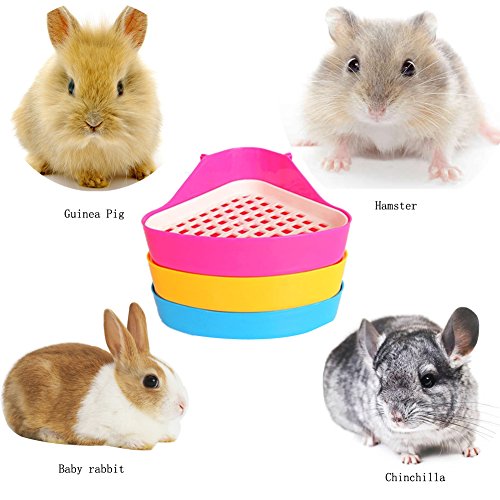 Giveme5 Small Animal Triangle Toilet Potty Trainer Pet Pee Corner Litter Tray Training for Hamster Chinchilla Guinea Pig Cat Bunny Ferret (Color Random)