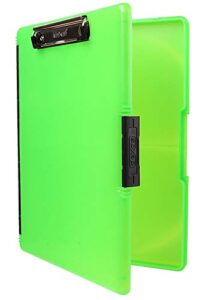 dexas 3517-807 slimcase 2 storage clipboard with side opening, neon green
