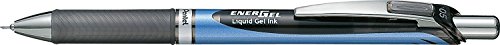 Pentel EnerGel Deluxe RTX Retractable Liquid Gel Pen, Fine Line, 0.5mm Needle Tip, Blue Barrel, Black Ink, Pack of 6