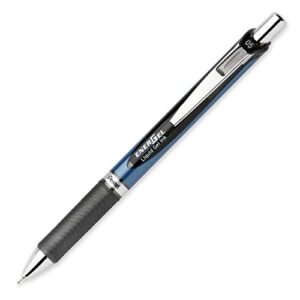 Pentel EnerGel Deluxe RTX Retractable Liquid Gel Pen, Fine Line, 0.5mm Needle Tip, Blue Barrel, Black Ink, Pack of 6