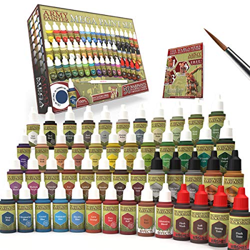 The Army Painter Miniature Painting Kit with Wargamer Regiment Miniatures Paint Brush - Miniature Paint Set for Miniature Figures, 50 Nontoxic Model Paints - Mega Paint Set of 3