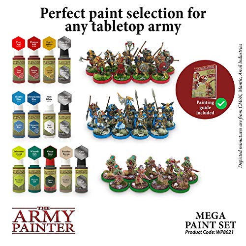 The Army Painter Miniature Painting Kit with Wargamer Regiment Miniatures Paint Brush - Miniature Paint Set for Miniature Figures, 50 Nontoxic Model Paints - Mega Paint Set of 3