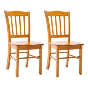 bowery hill 34.8" h ladderback wood dining chair in natural oak (set of 2)