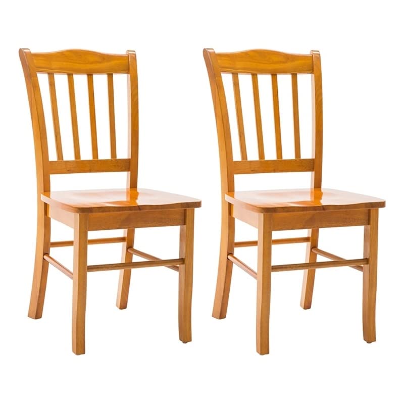 BOWERY HILL 34.8" H Ladderback Wood Dining Chair in Natural Oak (Set of 2)