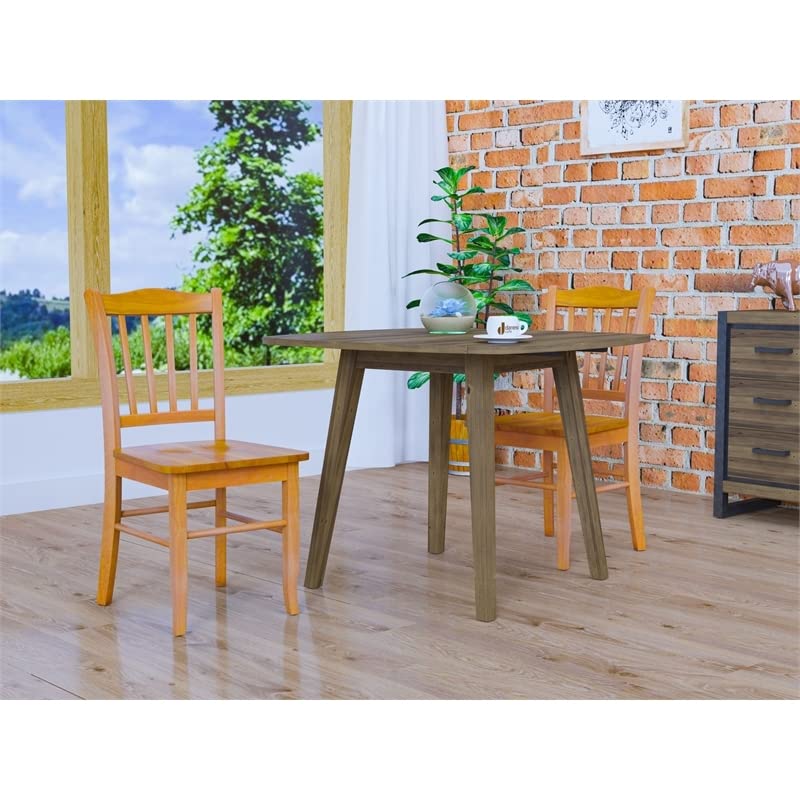 BOWERY HILL 34.8" H Ladderback Wood Dining Chair in Natural Oak (Set of 2)