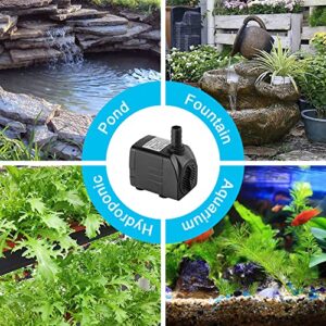 LYQILY 400GPH Ultra Quiet 1500L/H 25W Submersible Water Pump with 6.6ft High Lift for Fountains, Hydroponics, Ponds, Aquariums, Fish Tank