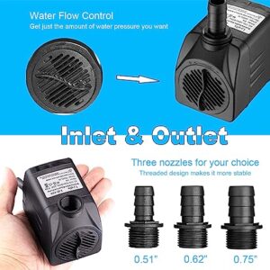 LYQILY 400GPH Ultra Quiet 1500L/H 25W Submersible Water Pump with 6.6ft High Lift for Fountains, Hydroponics, Ponds, Aquariums, Fish Tank