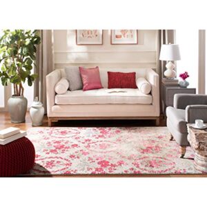 SAFAVIEH Monaco Collection Accent Rug - 2'2" x 4', Ivory & Pink, Floral Design, Non-Shedding & Easy Care, Ideal for High Traffic Areas in Entryway, Living Room, Bedroom (MNC205R)