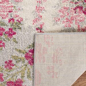 SAFAVIEH Monaco Collection Accent Rug - 2'2" x 4', Ivory & Pink, Floral Design, Non-Shedding & Easy Care, Ideal for High Traffic Areas in Entryway, Living Room, Bedroom (MNC205R)