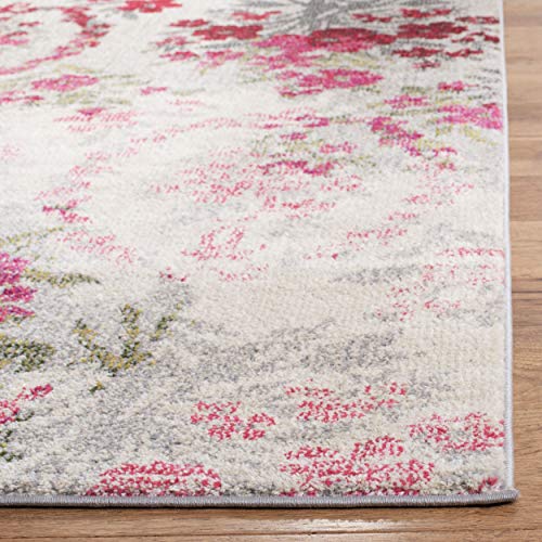 SAFAVIEH Monaco Collection Accent Rug - 2'2" x 4', Ivory & Pink, Floral Design, Non-Shedding & Easy Care, Ideal for High Traffic Areas in Entryway, Living Room, Bedroom (MNC205R)