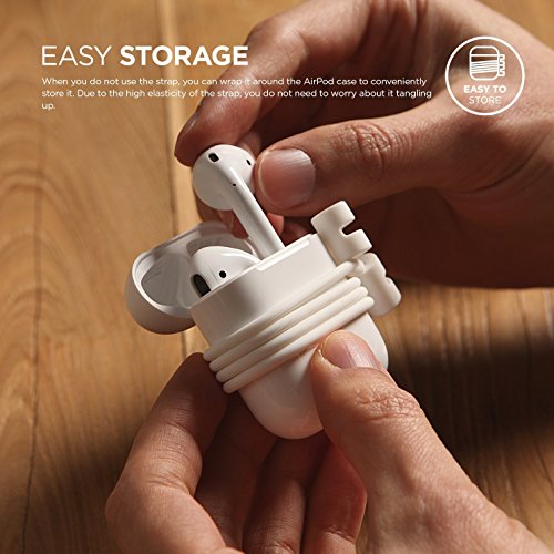 elago AirPods Strap [White] - [Compatible with Apple AirPods 1 & 2][Compact][Lightweight][Ideal Length] – for Apple AirPods 1 & 2